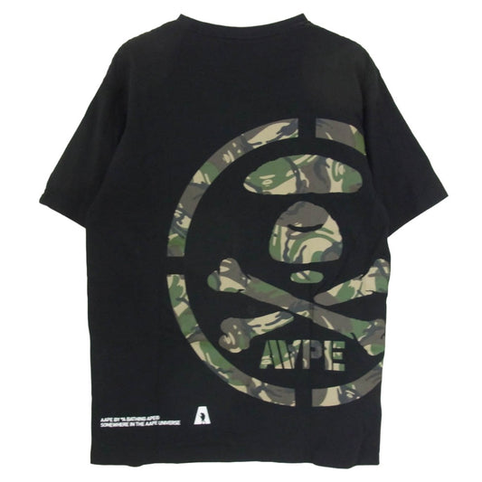 A BATHING APE アベイシングエイプ AAPTEM2818XX8 AAPE エーエイプ Universe ユニバース フロントロゴ Tシャツ 半袖カットソー ブラック系 L【中古】