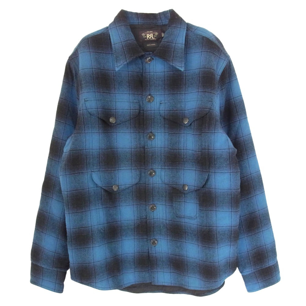 RRL ダブルアールエル オンブレ 長袖 ロングスリーブ シャツ ジャケット 裏キルト ブルー系 M【中古】 RRL ダブルアールエル オンブレ 長袖 ロングスリーブ シャツ