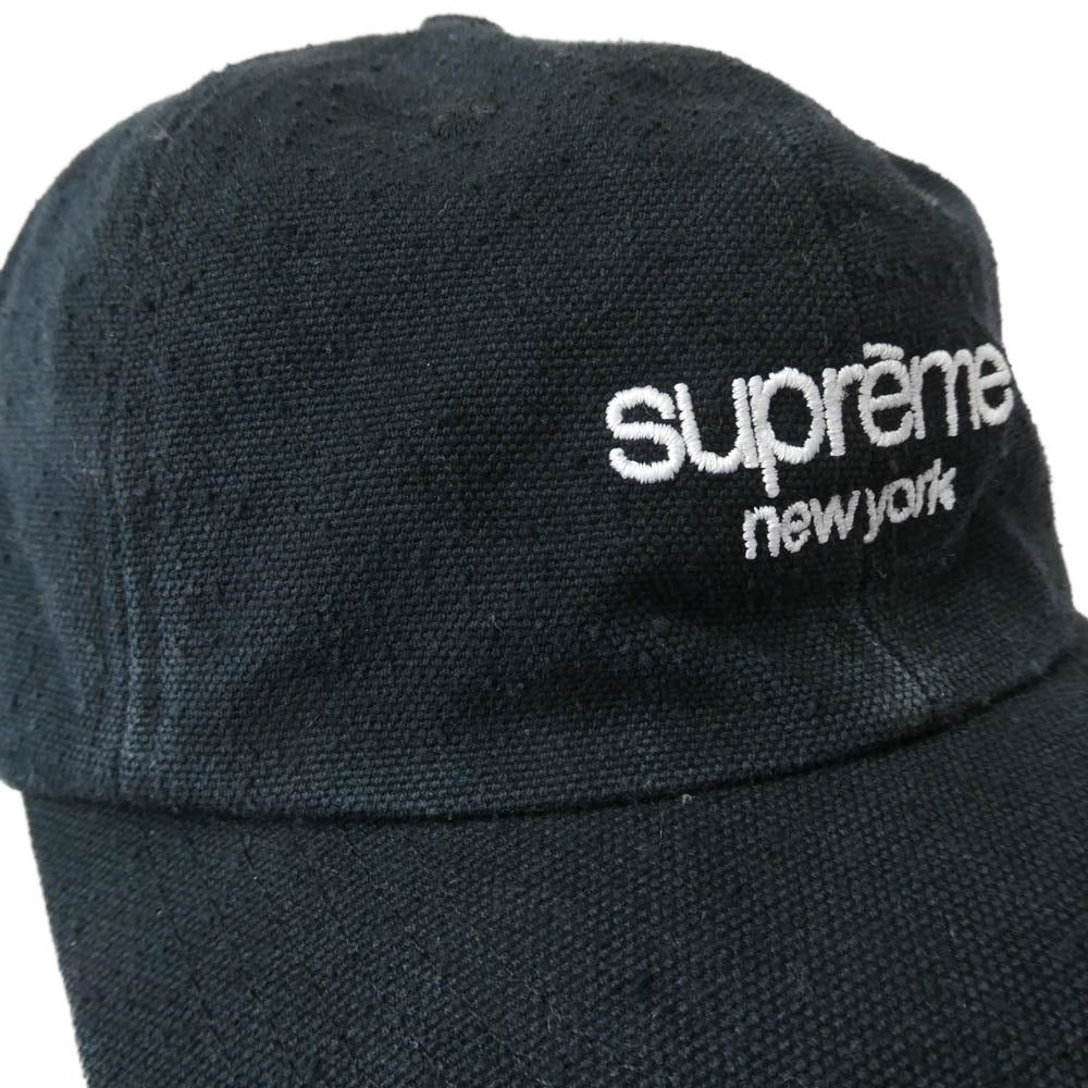 Supreme シュプリーム 18AW Napped Canvas Classic Logo 6-Panel キャンバス クラシックロゴ 6パネル キャップ 帽子 ブラック系【中古】