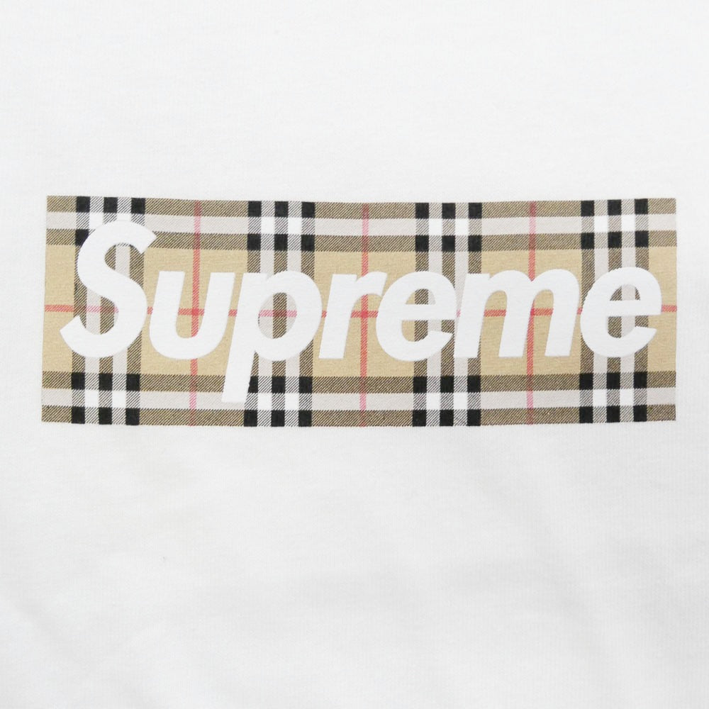 Supreme シュプリーム BURBERRY バーバリー 22SS Box Logo Tee ボックスロゴ 半袖 Tシャツ バーバリー ホワイト系 L【極上美品】【中古】
