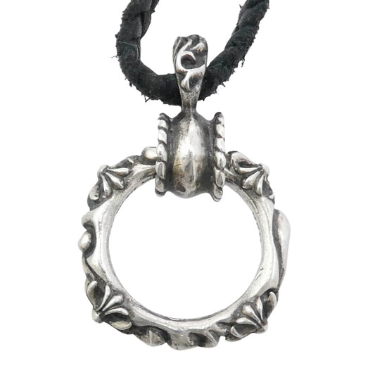 CHROME HEARTS クロムハーツ(原本無) EWLP SBT アイウェアループ SBTバンド Wレザー ブレード シルバー ネックレス ブラック系 シルバー系【中古】