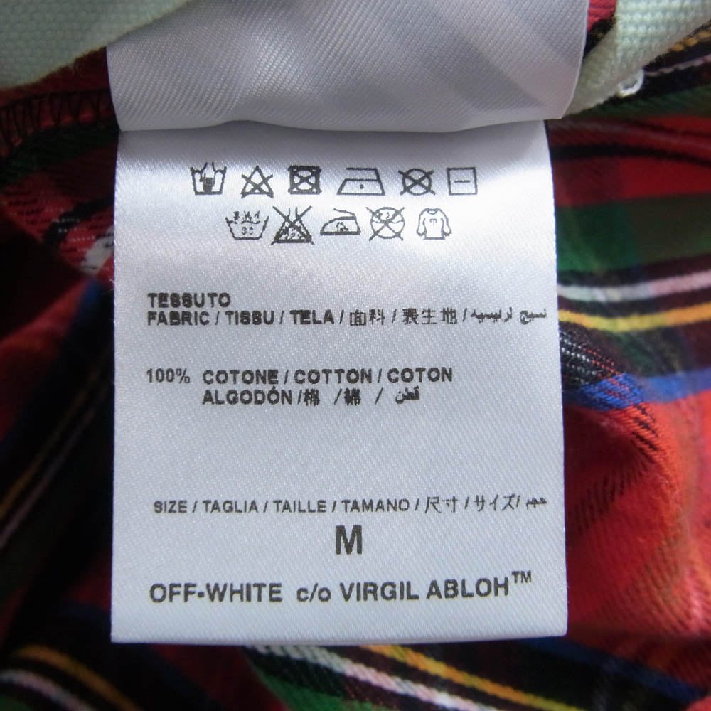 OFF-WHITE オフホワイト 17SS DIAG SPRAY CHECK SHIRT ダイアグナル スプレープリント チェック 長袖シャツ レッド系 M【中古】
