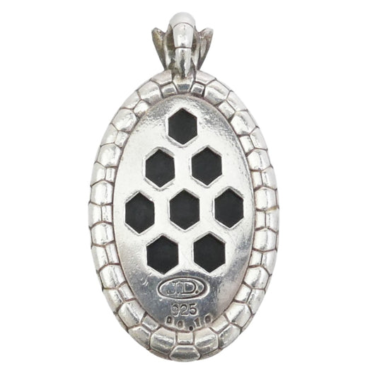 Justin Davis ジャスティンデイビス SPJ106 クイーンビー オニキス PAVEダイヤモンド オーバル ペンダントトップ シルバー系【中古】