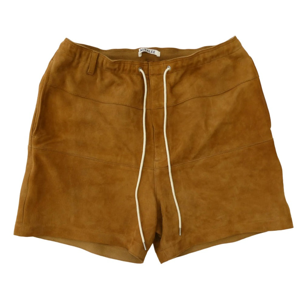 AURALEE オーラリー 25SS A25SP02GS LAMB SUEDE SHORTS ラムスエード レザー ショーツ ハーフパンツ ブラウン系 4【中古】 AURALEE オーラリー 25SS A25SP02GS LAMB SUEDE SHORTS ラムスエード