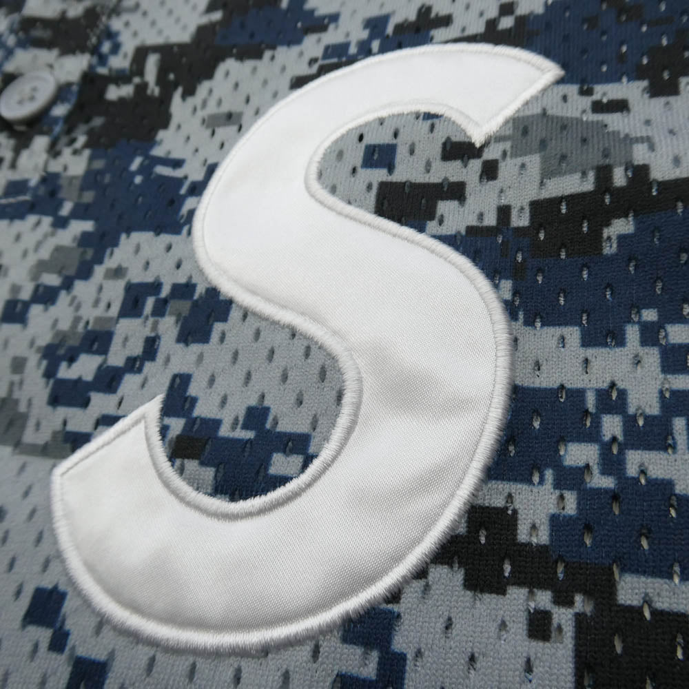Supreme シュプリーム 25SS S Logo Baseball Henley エス ロゴ ヘンリー 半袖 ベースボール シャツ デジタルカモ ブルー系 マルチカラー系 S【極上美品】【中古】