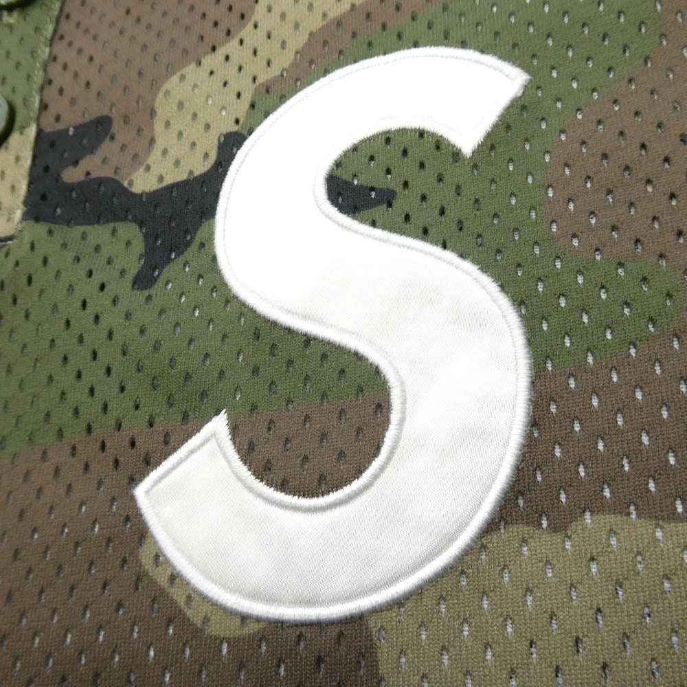 Supreme シュプリーム 24AW S Logo Baseball Henley エス ロゴ ヘンリー 半袖 ベースボール シャツ ウッドランドカモ カーキ系 マルチカラー系 M【極上美品】【中古】