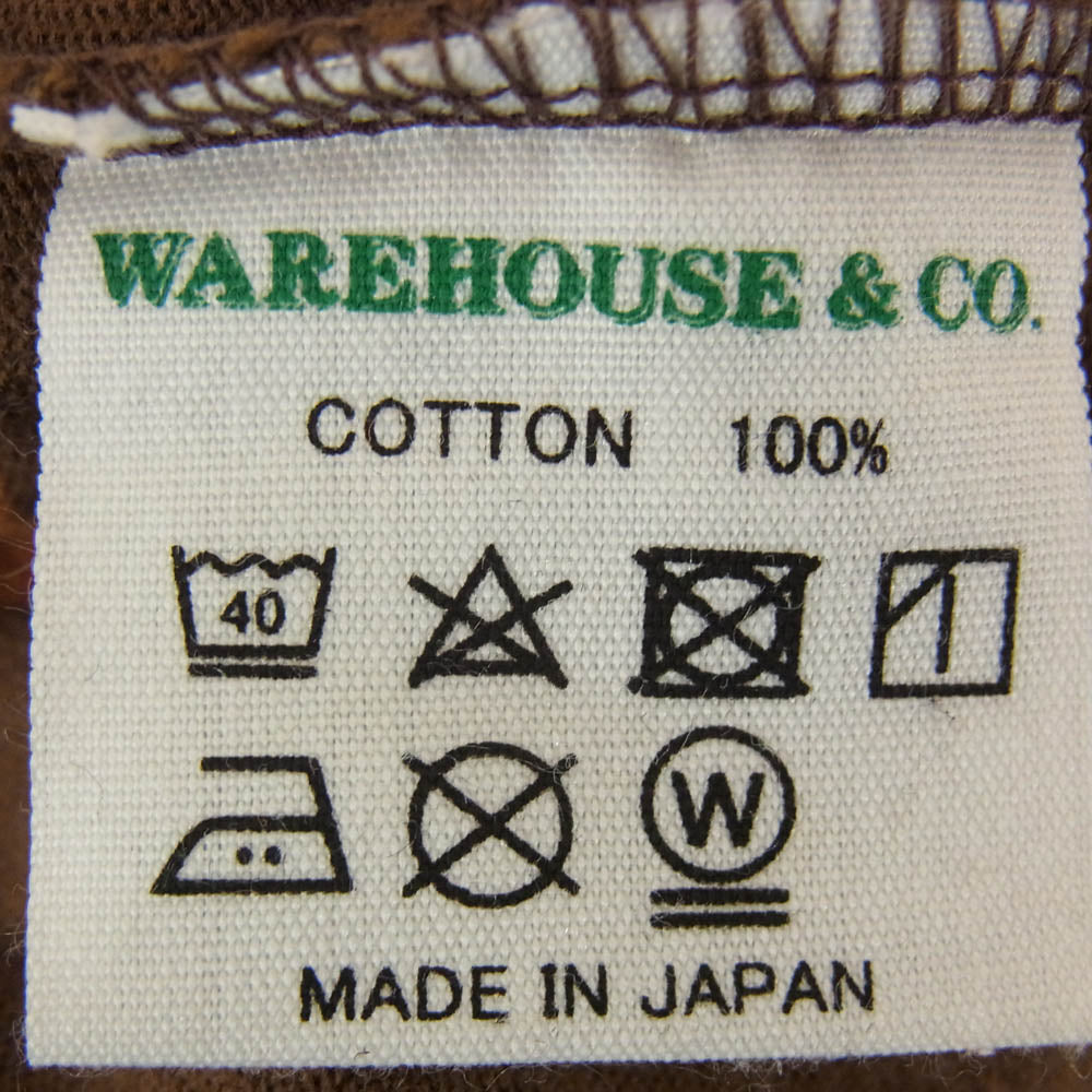 WAREHOUSE ウエアハウス BORDER ボーダー Tシャツ 半袖 カットソー オレンジ ブラウン系 L【中古】