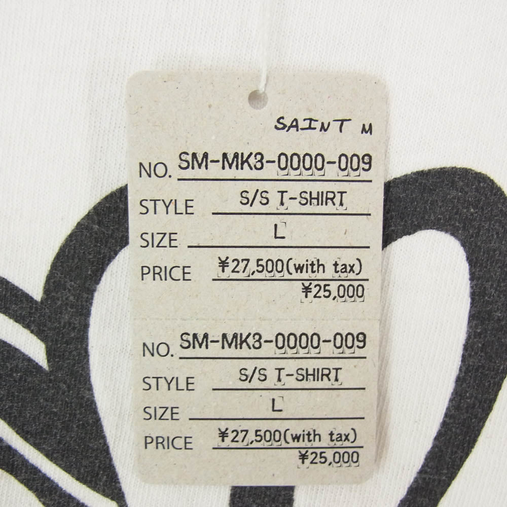 SAINT MICHAEL セントマイケル 26SS SM-MK8-0000-009 SS T-SHIRT SAINT HORROR 半袖 Tシャツ カットソー オフホワイト系 L【美品】【中古】