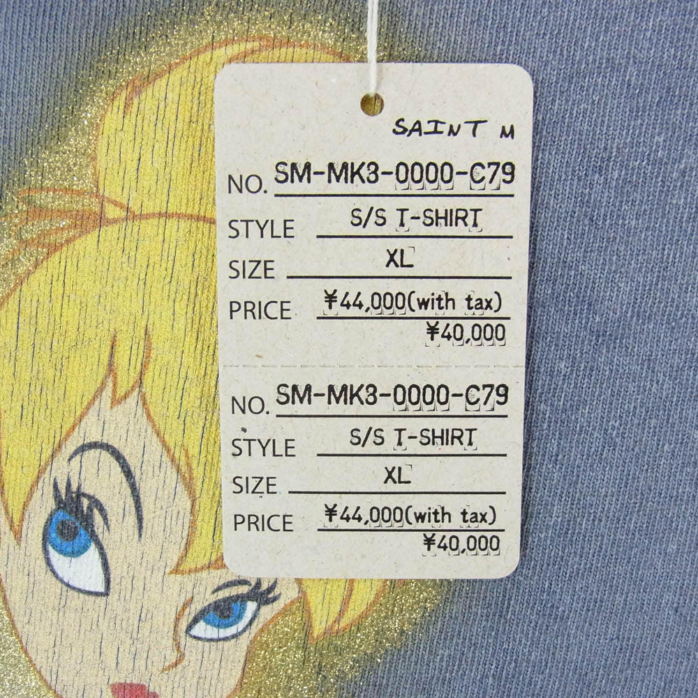 SAINT MICHAEL セントマイケル 26SS SM-MK8-0000-C79 Disney TINKER BELL DSN_SS TEE ディズニー ティンカーベル 半袖 Tシャツ カットソー ネイビー系 XL【美品】【中古】