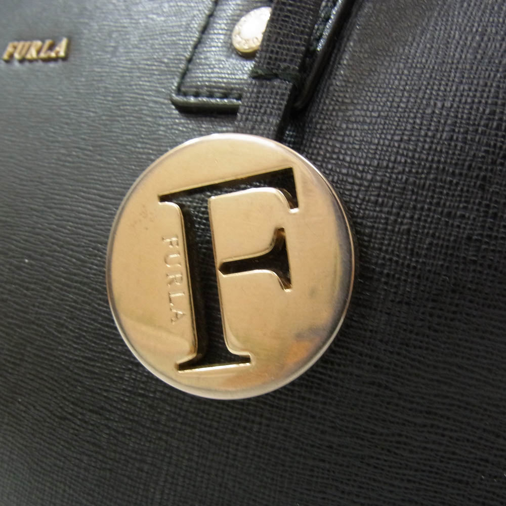 Furla フルラ G6451 リンダ レザー トートバッグ ハンドバッグ ブラック系【中古】