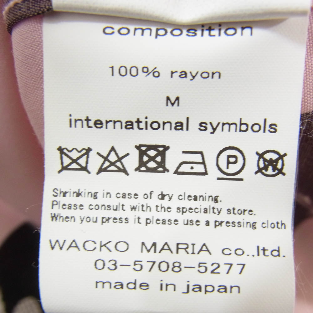 WACKO MARIA ワコマリア 24SS RECORDS HAWAIIAN SHIRT レコード ハワイアン 半袖 シャツ ピンク系 M【中古】