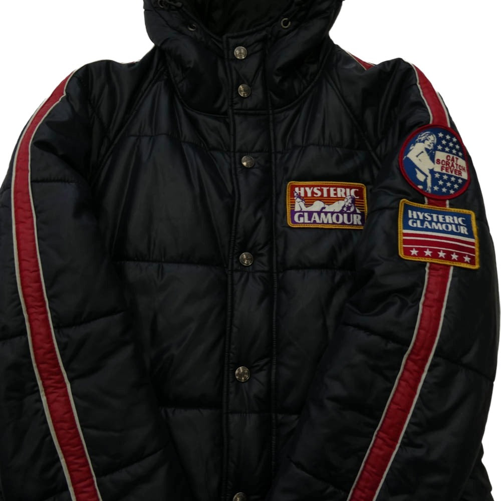 HYSTERIC GLAMOUR ヒステリックグラマー 0223AB01 ワッペン付き プリマロフト 中綿 フード ジャケット ネイビー系 S【中古】