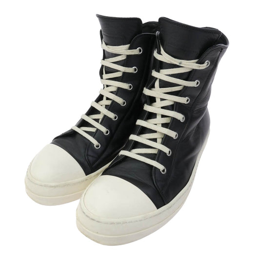 Rick Owens リックオウエンス 22SS RU01B1890 RAMONES SNEAKERS ラモーンズ サイドジップ ハイカット レザー スニーカー ブラック系 42【中古】