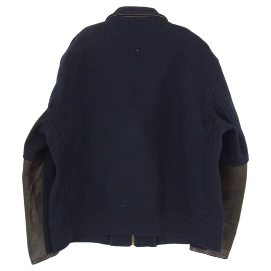 TENDERLOIN テンダーロイン 13AW T-WOOL WORK JKT レザー切替 ウール ワークジャケット ネイビー系 XL【中古】