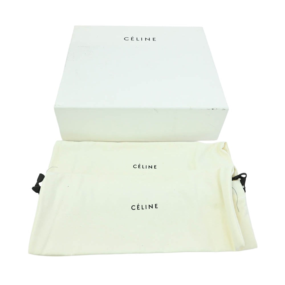CELINE セリーヌ 317773CPZC Wedge Sandal アンクルストラップ ベルベット ウェッジ サンダル ブラック系 36.5【中古】