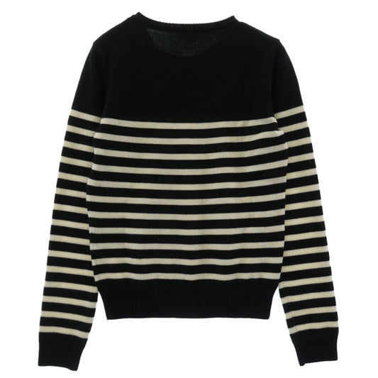 SAINT LAURENT サンローラン 485179 YA2ID ウール ショルダーボタン ボーダー ニット ブラック系 XS【中古】