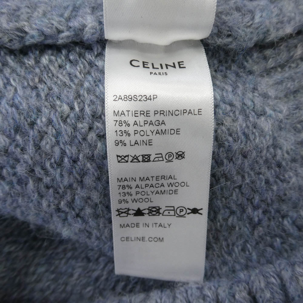CELINE セリーヌ 2A89S234P トリオンフ アルパカ混 ハイネック タートルネック セーター ニット ライトブルー系 S【中古】