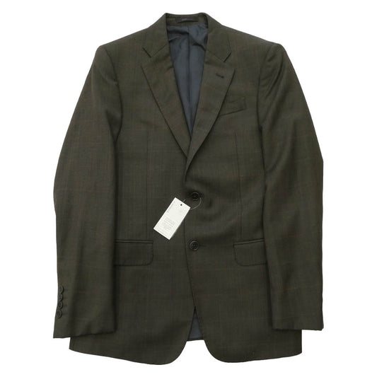 ARMANI COLLEZIONI アルマーニコレッツォーニ ウール混 グレンチェック テーラードジャケット スラックス パンツ セットアップ ブラウン系 36【極上美品】【中古】