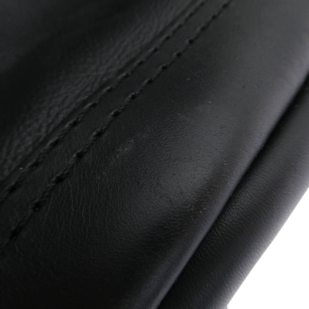 HERZ ヘルツ ダブルポケットのおじぎリュック オールレザー ロールアップ リュックサック バックパック Mサイズ ブラック系【中古】