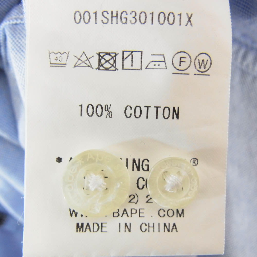 A BATHING APE アベイシングエイプ 001SHG301001X ロゴ刺繍 エンブロイダリー 長袖 シャツ ブルー系 M【中古】