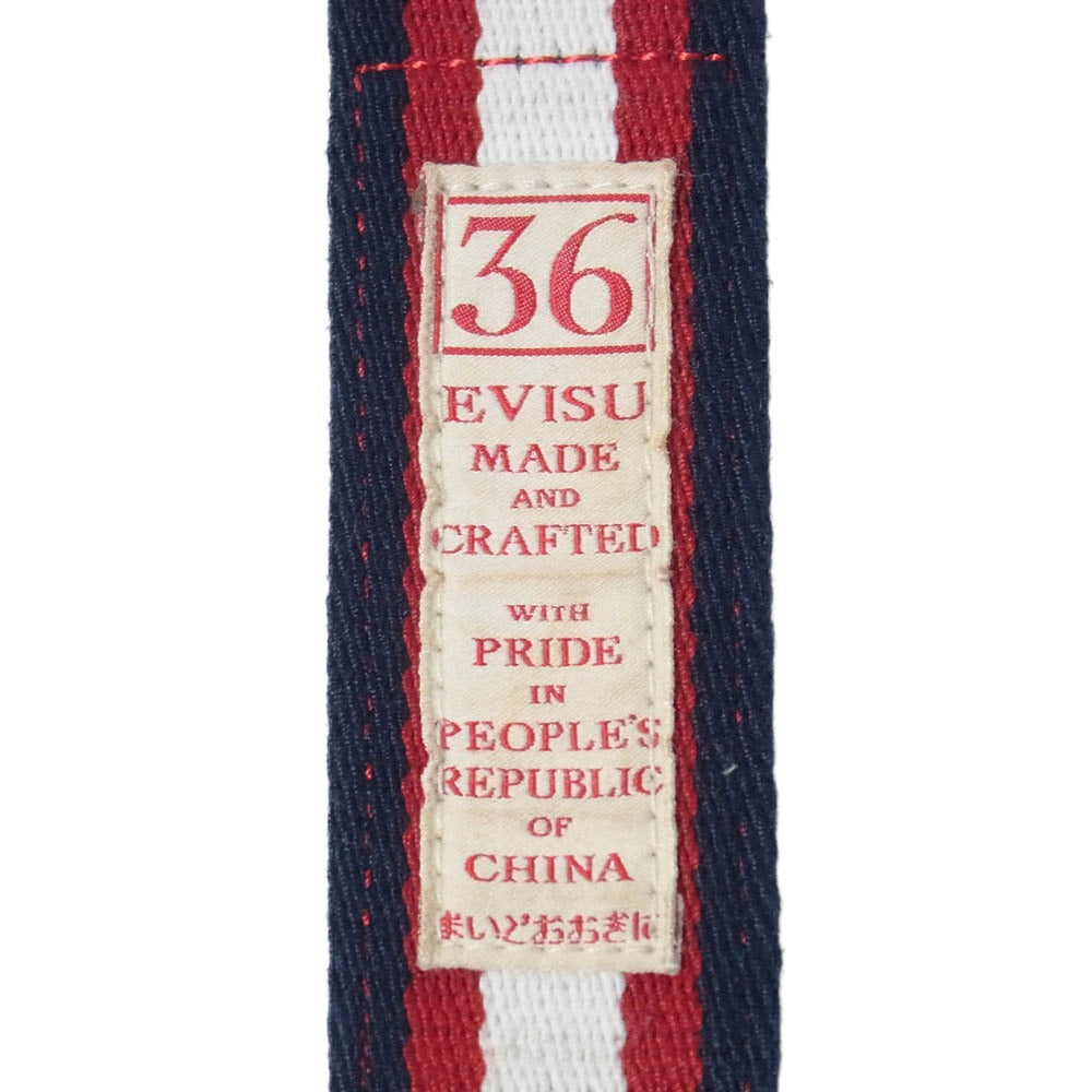 EVISU エヴィス 大黒様バックル GI ベルト ガチャベルト ネイビー系 36【中古】