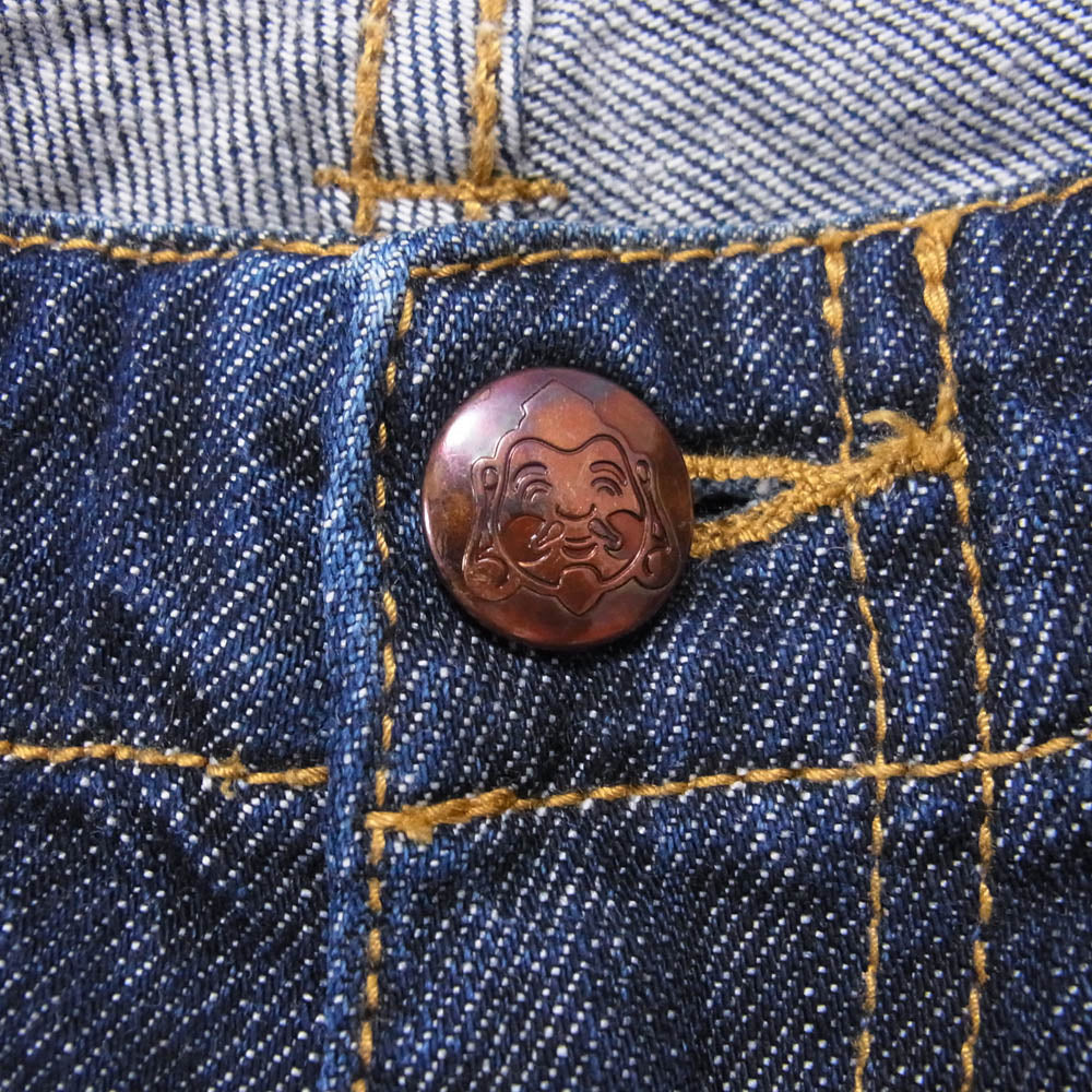 EVISU エヴィス DONNA ドンナ ハート刺繍 7分丈 デニム パンツ インディゴブルー系 25【中古】