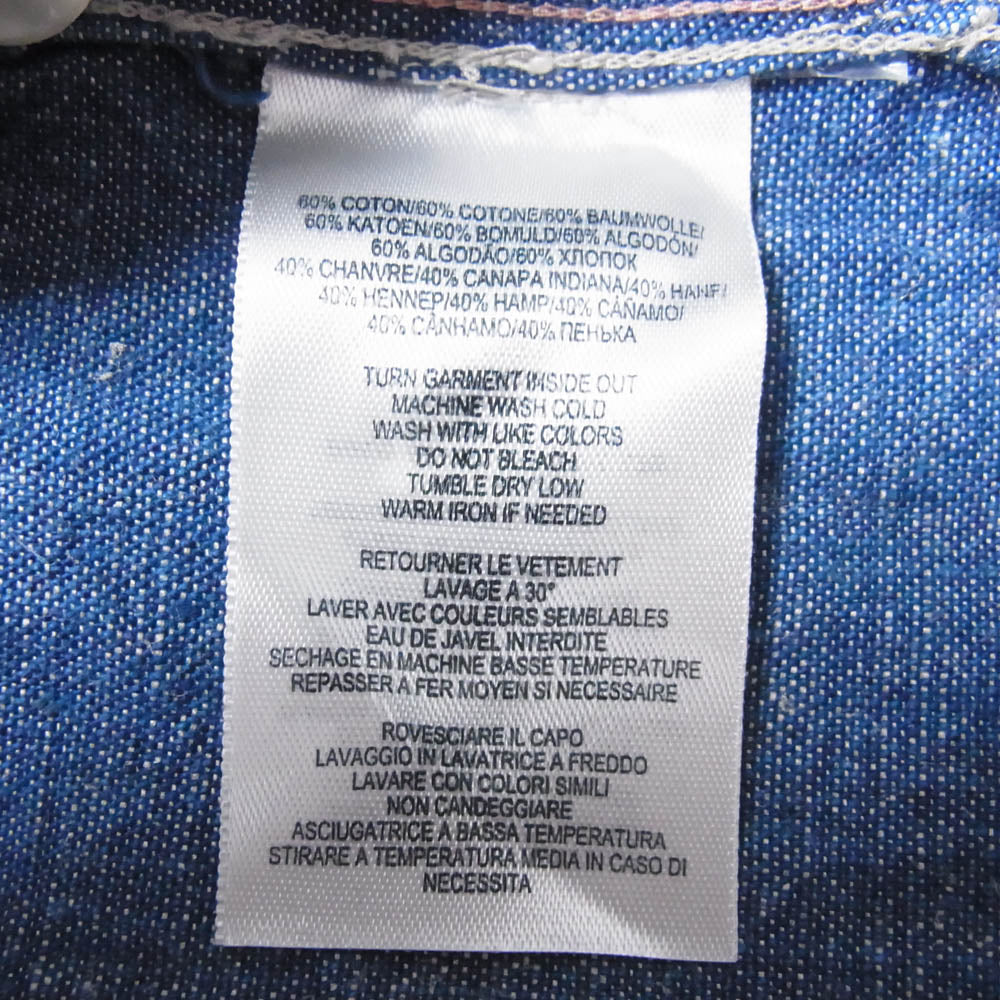 RRL ダブルアールエル 加工 トリプルステッチ シャンブレー ワーク シャツ インディゴブルー系 M【中古】