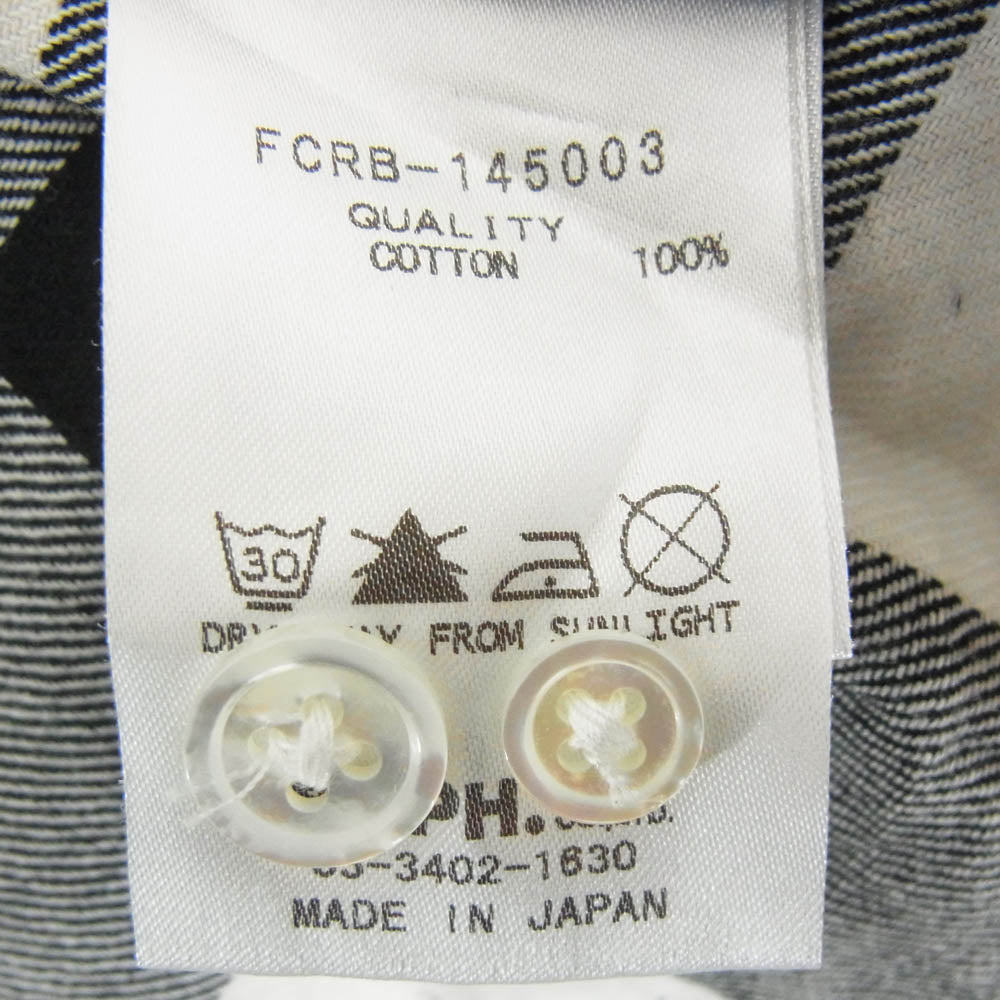 F.C.R.B. エフシーアールビー 14AW FCRB-145003 NUMBERING FLANNEL CHECK B.D SHIRTS ナンバリング フランネル チェック ボタンダウン 長袖 シャツ ブラック系 S【中古】