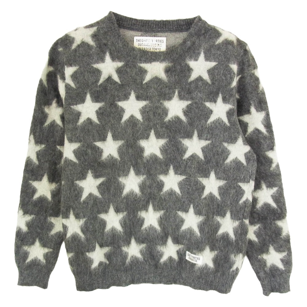 WACKO MARIA ワコマリア WMK-JQ02 STAR MOHAIR スター モヘア ニット セーター グレー系 M【中古】 WACKO MARIA ワコマリア WMK-JQ02 STAR MOHAIR スター モヘア ニット