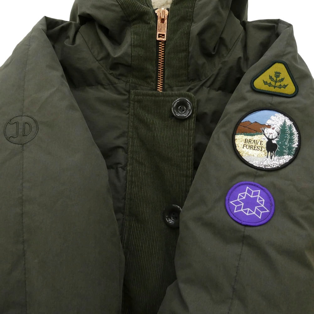 DIESEL ディーゼル ボアフード コーデュロイ切替 ダウン ジャケット モスグリーン系【中古】