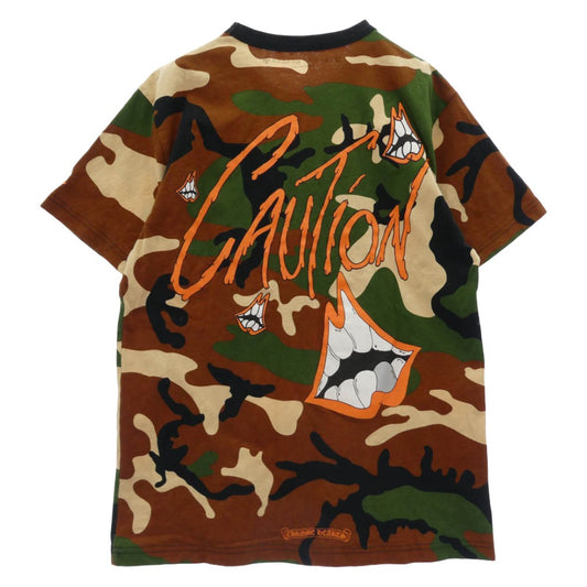 CHROME HEARTS クロムハーツ(原本無) 22SS ×MATTY BOY PPO CAUTION T-SHRT マッティボーイ プロコーション 迷彩柄 両面プリント Tシャツ 半袖 クルーネック カットソー カモフラージュ系 L【中古】