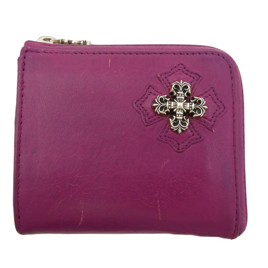 CHROME HEARTS クロムハーツ(原本無) フィリグリープラス ハーフジップ レザー ウォレット 財布 パープル系【中古】