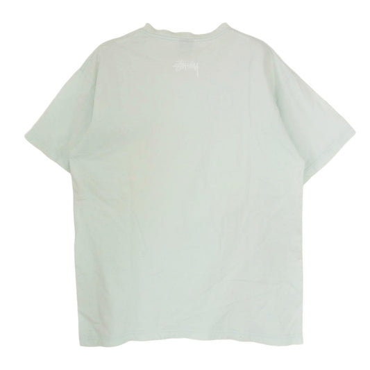 STUSSY ステューシー ライオン クラウンロゴ プリント 半袖 Tシャツ カットソー ライトグリーン系 L【中古】