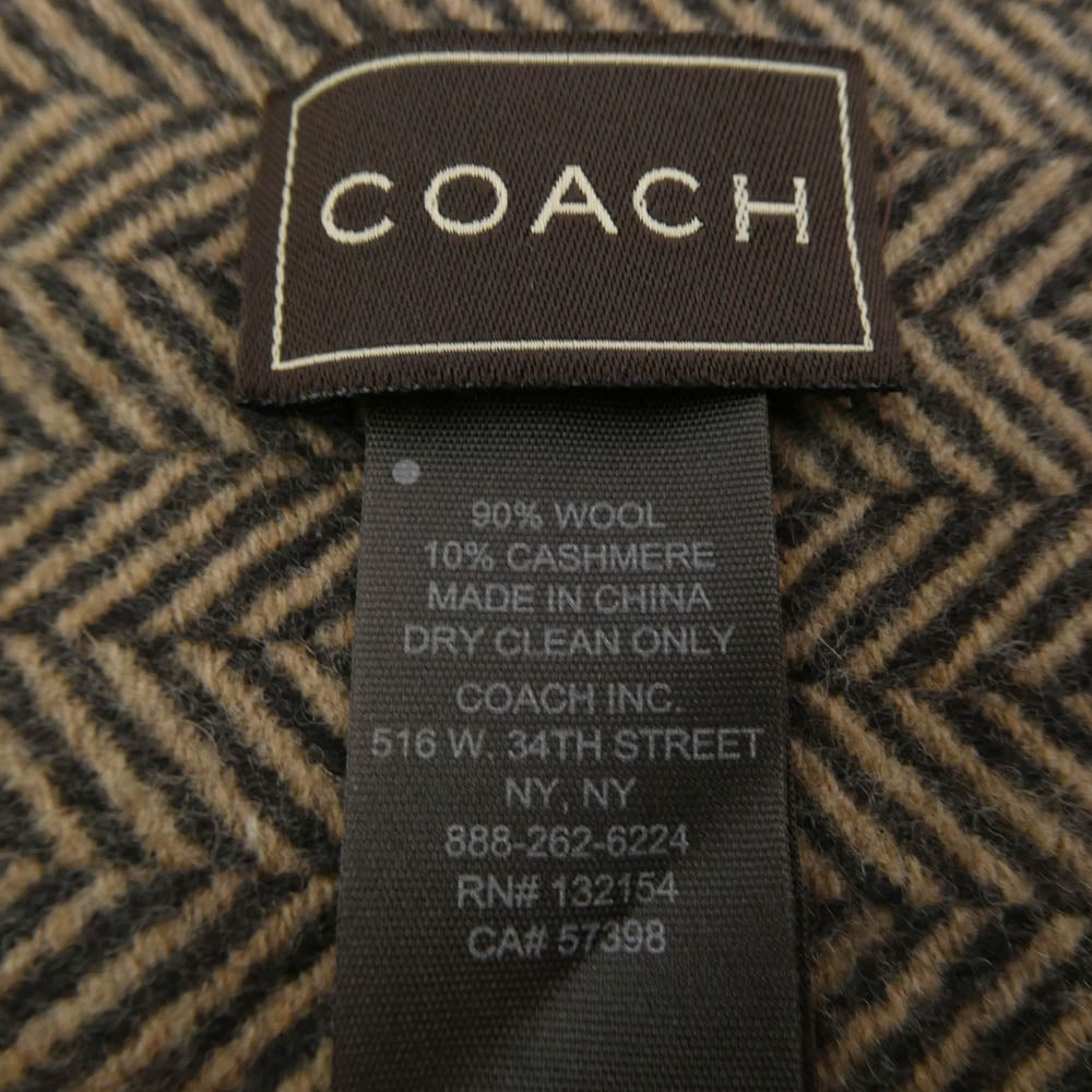 COACH コーチ カシミヤ混 マフラー ブラウン系 エンジ系【中古】