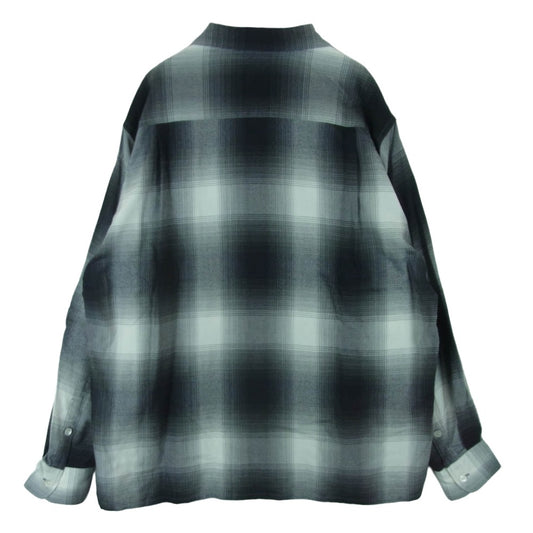 WACKO MARIA ワコマリア 23AW 23FWE-WMS-OC01 OMBRE CHECK OPEN COLLAR SHIRT L/S オンブレチェック 長袖 オープンカラー シャツ ホワイト系 グレー系 M【美品】【中古】