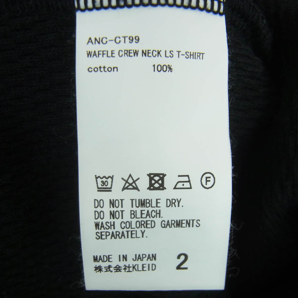 ANCELLM アンセルム ANC-CT99 WAFFLE CREW NECK LS T-SHIRT ワッフル クルーネック 長袖 カットソー Tシャツ ブラック系 2【中古】