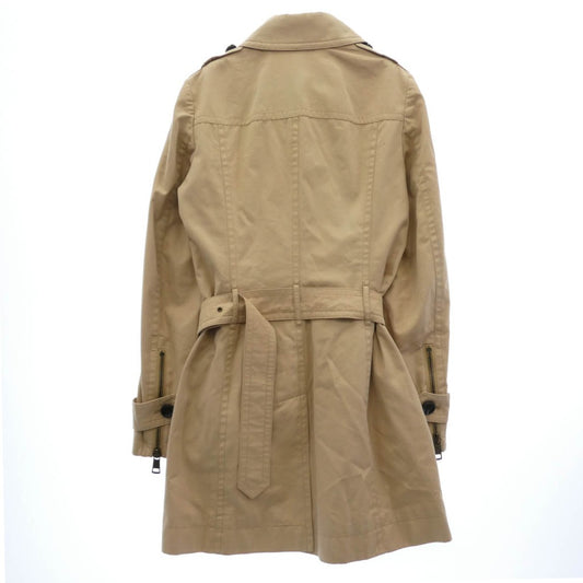 BURBERRY バーバリー BRIT ブリット ジップポケット 裏地ノバチェック ダブルブレスト トレンチコート ベージュ系 UK6【中古】