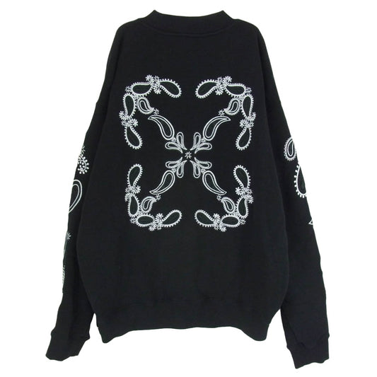 OFF-WHITE オフホワイト 24SS OMBA054S24FLE002 BANDANA ARR SKATE CREWNECK バンダナ アロー 刺繍 クルーネック スウェット ブラック系 XL【中古】