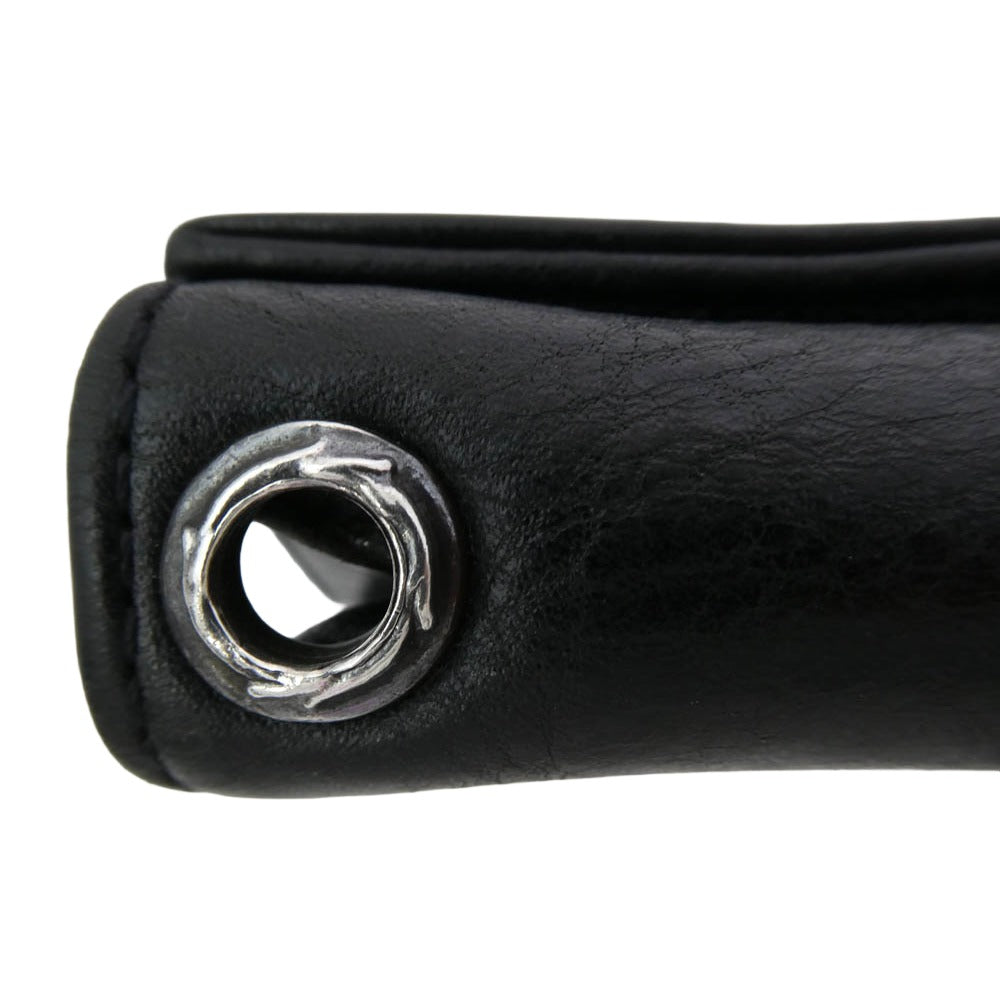 CHROME HEARTS クロムハーツ(原本無) 3FOLD 3フォールド クロスボール レザー ウォレット 三つ折り財布 ブラック系【中古】