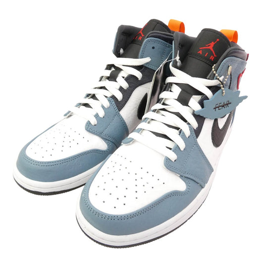 NIKE ナイキ CU2802-100 Air Jordan 1 Mid White Navy エアジョーダン1 ミッド ホワイト ネイビー ミドルカット スニーカー 白×ブルー系 28cm【極上美品】【中古】