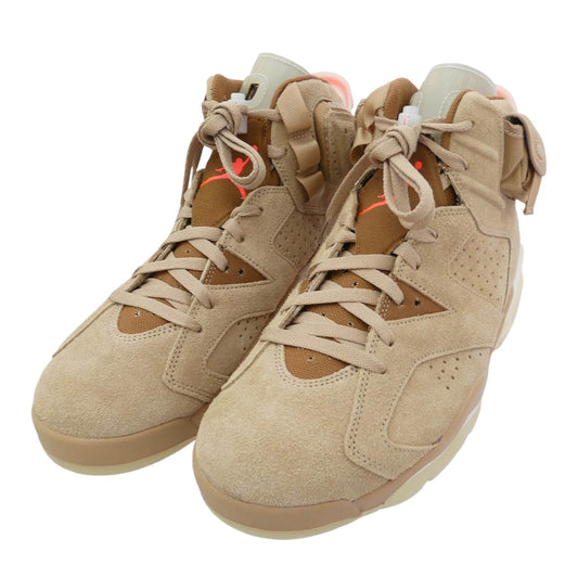 NIKE ナイキ DH0690-200 【フェイクバスターズ鑑定済】×Travis Scott Air Jordan 6 British Khakiトラヴィススコット エアジョーダン6 ブリティッシュ カーキ ハイカット スニーカー ベージュ系 29cm【極上美品】【中古】