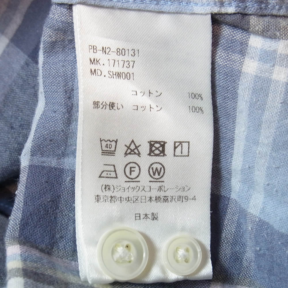 サイコバニー ロゴ刺繍 チェック 長袖 ロング シャツ ブルー系 1【中古】
