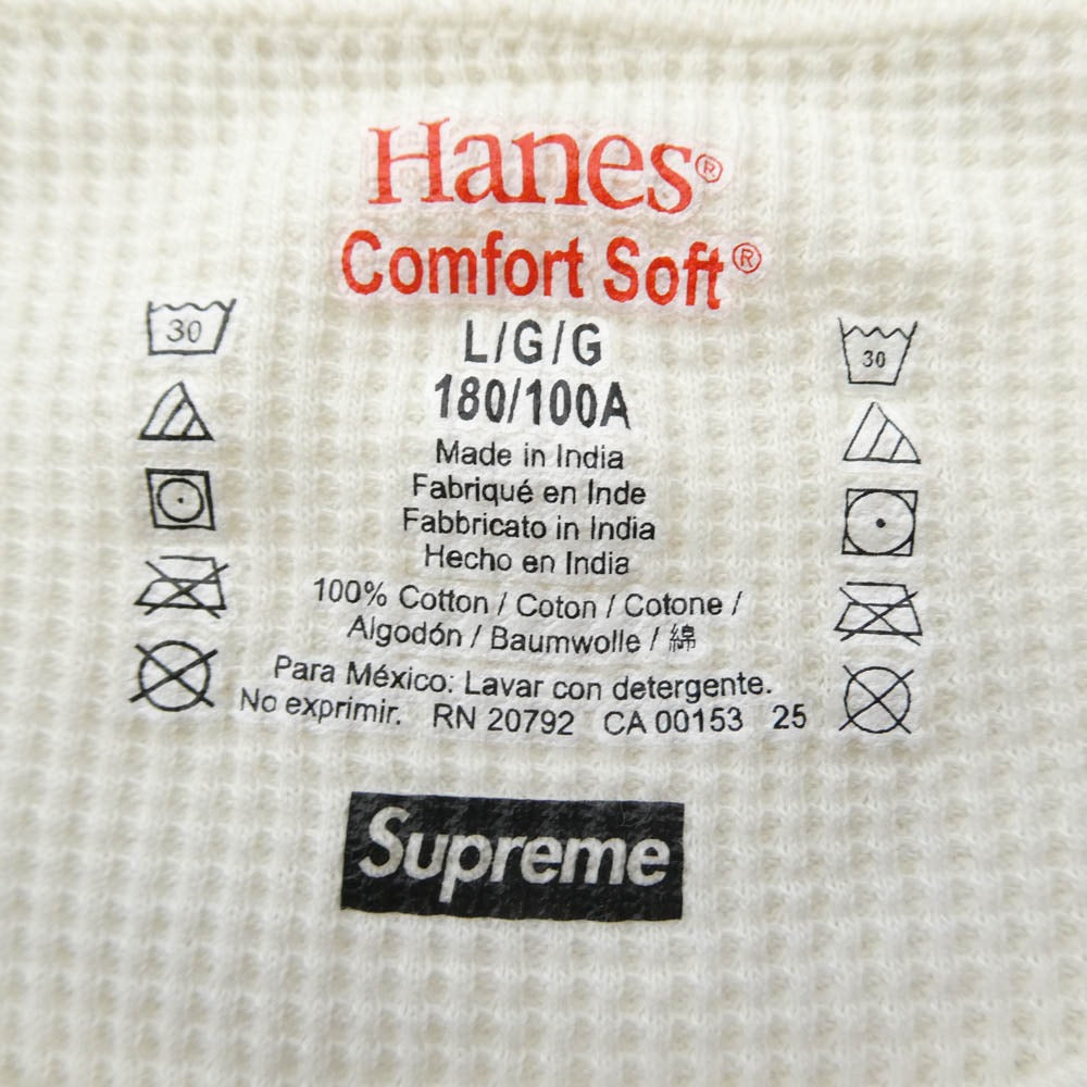 Supreme シュプリーム 平和堂 ヘイワドウ x Hanes Bones Thermal Crew ヘインズ ボーンズ サーマル クルーネック カットソー ホワイト系 ブラック系 L【中古】