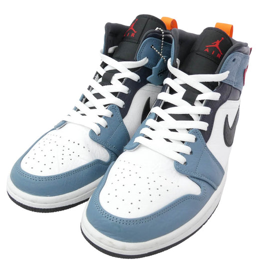 NIKE ナイキ CU2802-100 Air Jordan 1 Mid White Navy エアジョーダン1 ミッド ホワイト ネイビー ミドルカット スニーカー ホワイト系 ライトブルー系 29cm【中古】