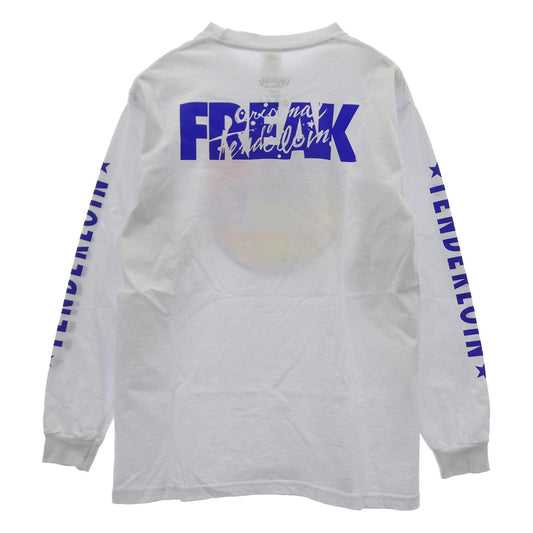 TENDERLOIN テンダーロイン TEE L/S CS サーカス 袖プリント 長袖 Tシャツ カットソー PRO CLUBボディ ホワイト系 L【中古】