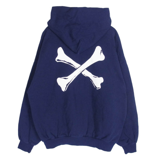 WTAPS ダブルタップス CROSS BONES HOODY COTTON クロスボーン プルオーバー パーカー ネイビー系 X02【中古】
