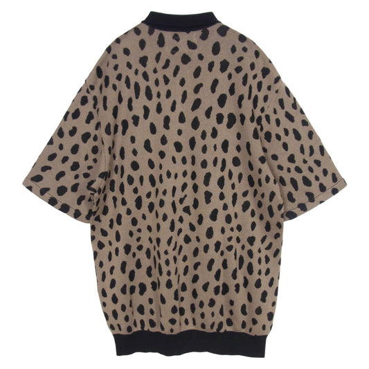 WACKO MARIA ワコマリア 24SS-WMK-KN10 LEOPARD KNIT JACQUARD POLO SHIRT レオパード ニット ポロシャツ ブラウン系 M【美品】【中古】