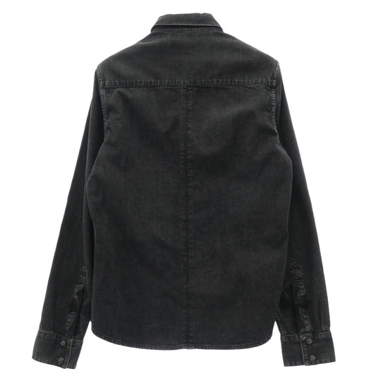 CHROME HEARTS クロムハーツ(原本無) DENIM LOOSEEND 袖レザークロスパッチ クロスボールボタン ルーズエンド 長袖 デニムシャツ ダークグレー系 S【中古】