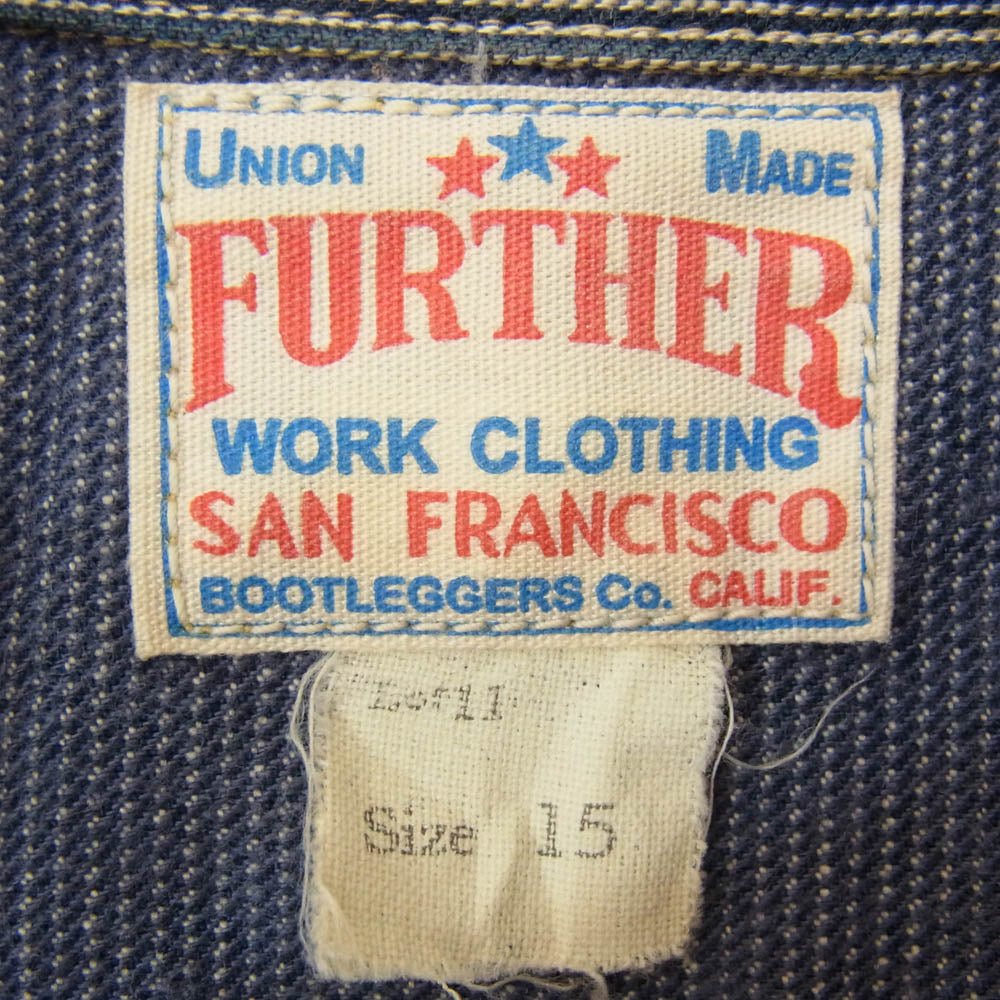 BOOTLEGGERS ブートレガーズ ヒッコリー ストライプ 半袖 シャツ インディゴブルー系 15【中古】