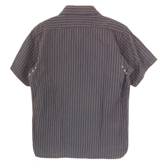 The REAL McCOY'S ザリアルマッコイズ ストライプ 半袖 ワーク シャツ ブラック系 15【中古】